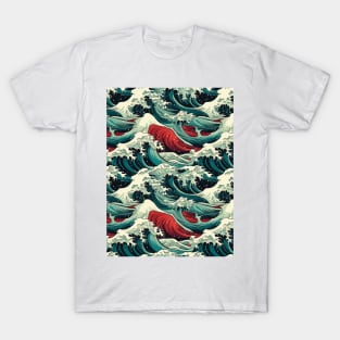 Ephemeral Crests: Hokusai Waves Reimagined T-Shirt